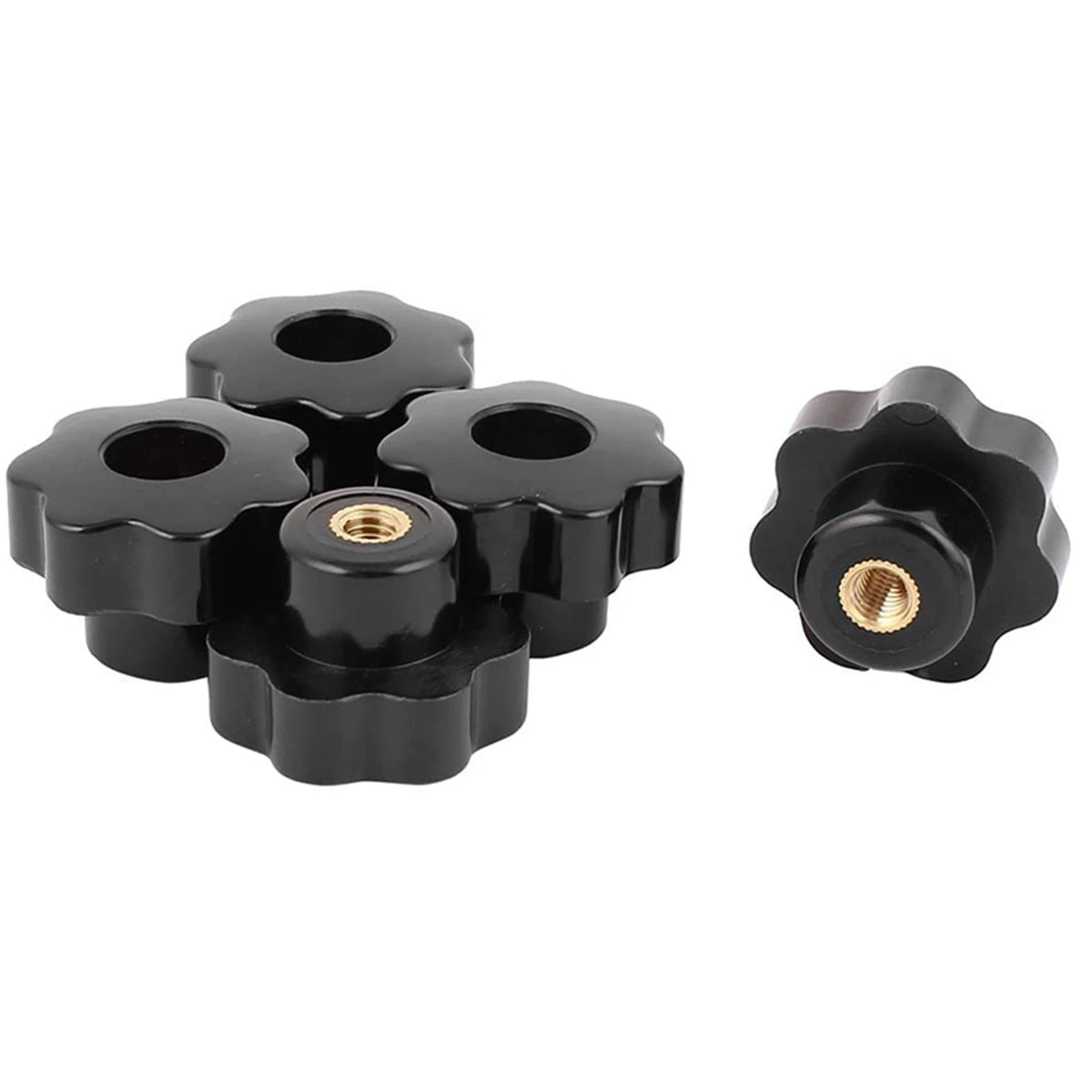 ABKW-20PCS M6 Female Knob Screws M6 X 32Mm Female Threaded Star Head Clamping Knob Grip Black Vue