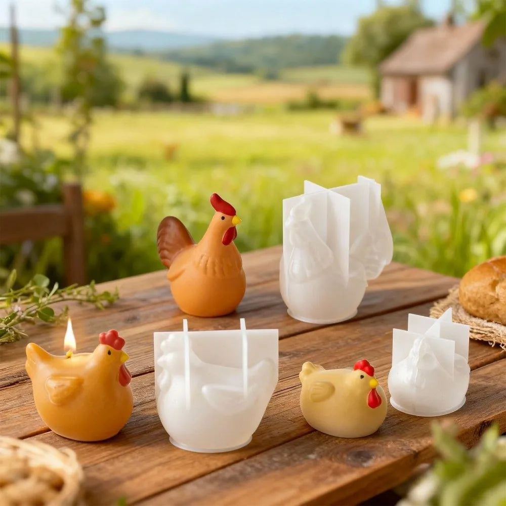 Cute 3D Chicken Candle Mold DIY Crafts Non-Stick Plaster Cement Mould Flexible Reusable Aromatherapy Mold Gift Creating Vue