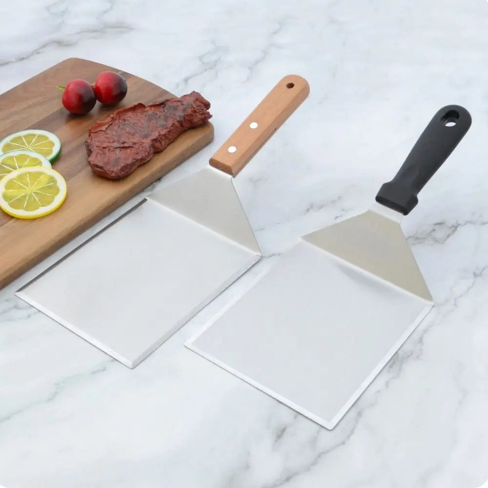 Square/rectangle Head Grill Spatula Griddle Spatula Anti-scald Handle Steak Spatula With Blade Pancake Scraper Burger Vue