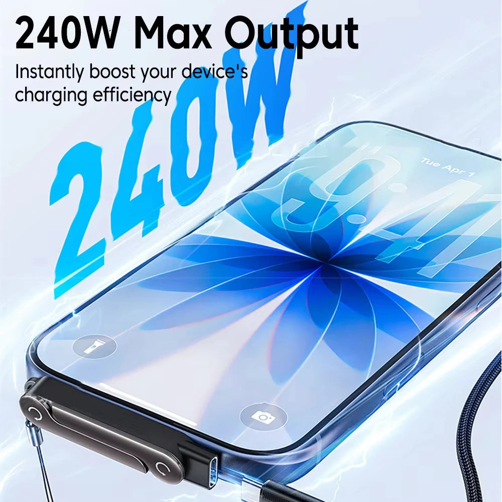 240W USB type-c Lightning Built-in Stand Adapter Multi-function Foldable Converter for phone Vue