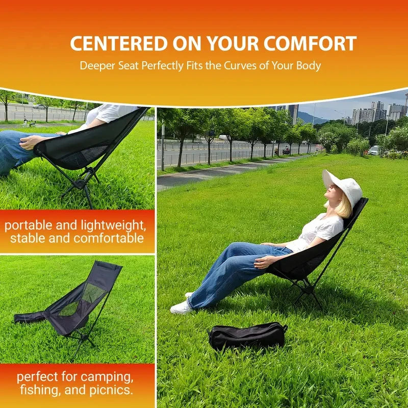 High Back Camping Chair – Lightweight Folding Backpacking Chair Folding Camping Chair Vue