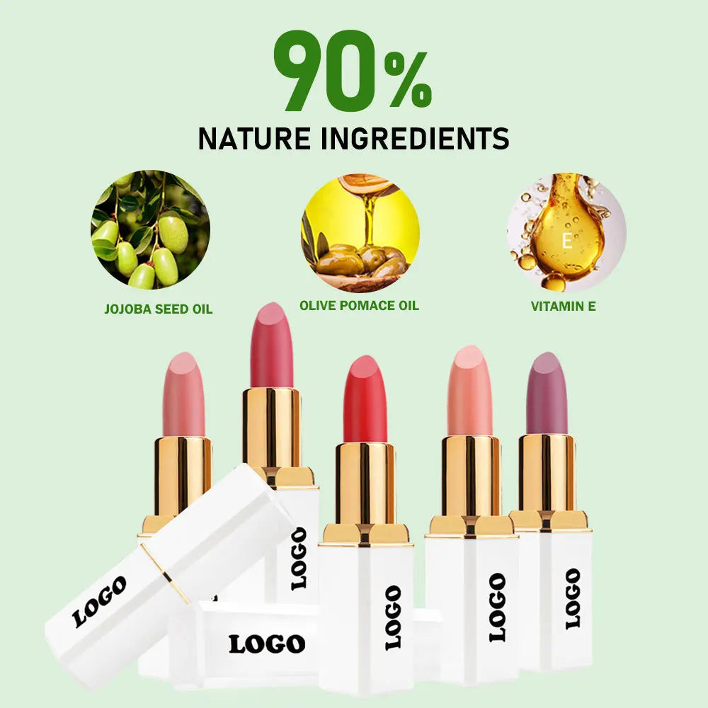 Custom Logo Lipstick Lip Tint Matte Long Lasting Waterproof Velvet Non-stick Cup Lip Glaze Makeup Cosmetics Wholesale Bulk Vue white 1pcs sample