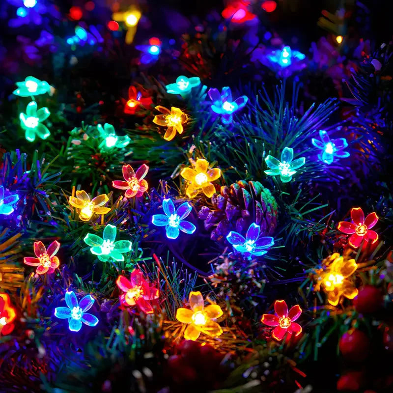 200LEDS Solar Flower String Lights Waterproof Solar Powered Fairy Lights 8 Modes Decorative Lights for Patio Fence Wedding Vue