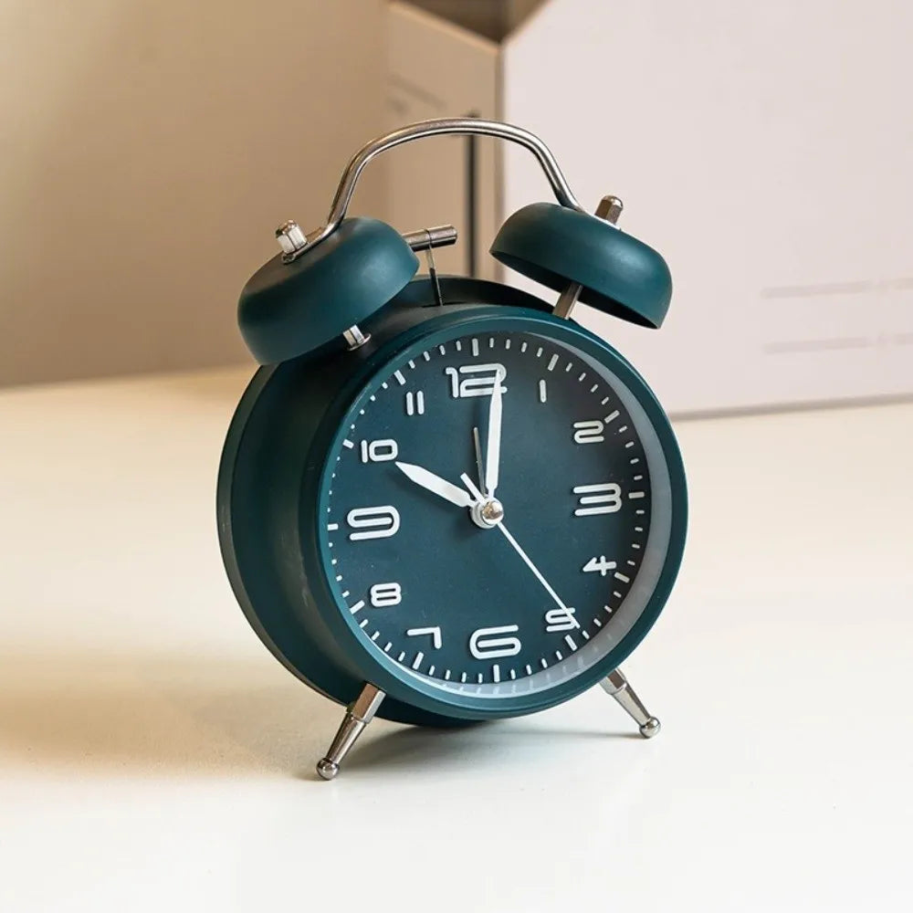 4 Inch Twin Bell Loud Alarm Clock Luminous Non-Ticking Student Alarm Clock Metal Frame Silent Strong Wake-up Table Clock Vue