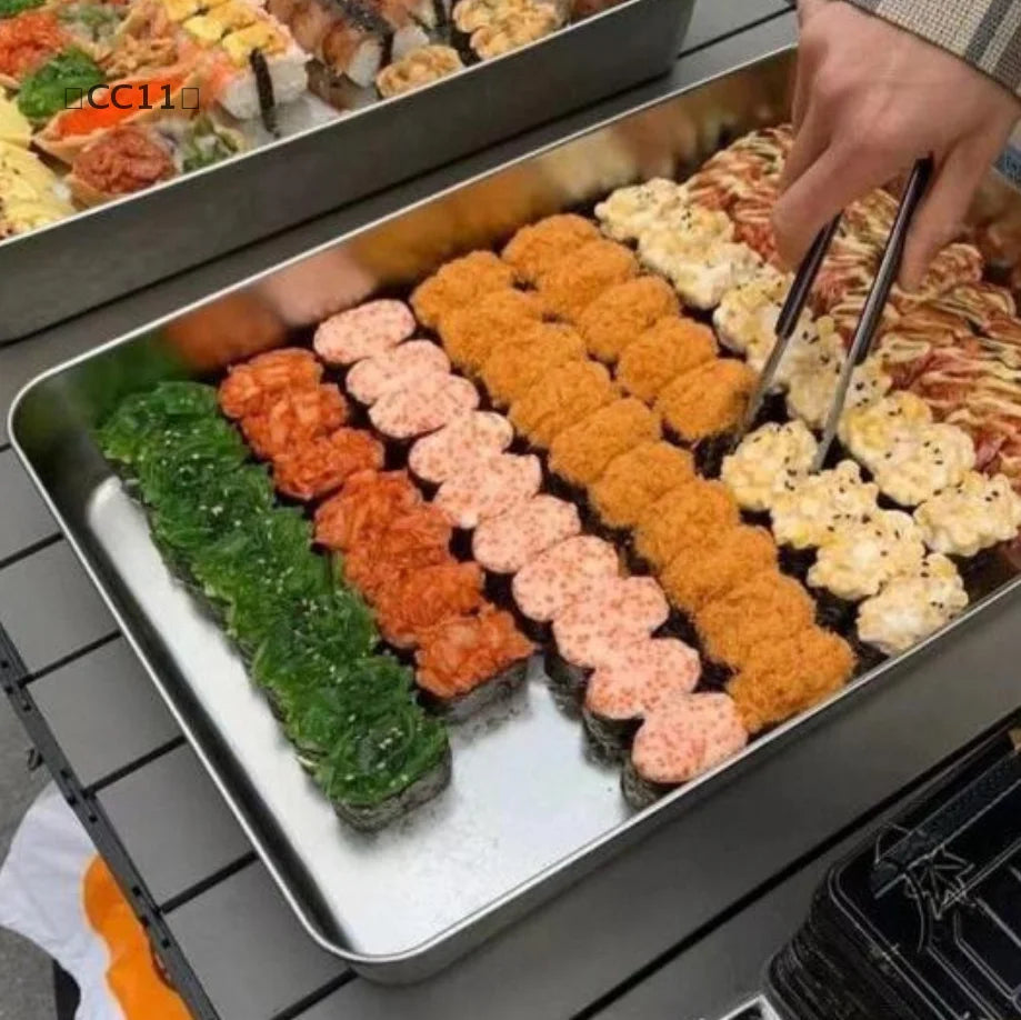 CC11Stainless Steel Sushi Display Plate Rectangle Tray Sashimi