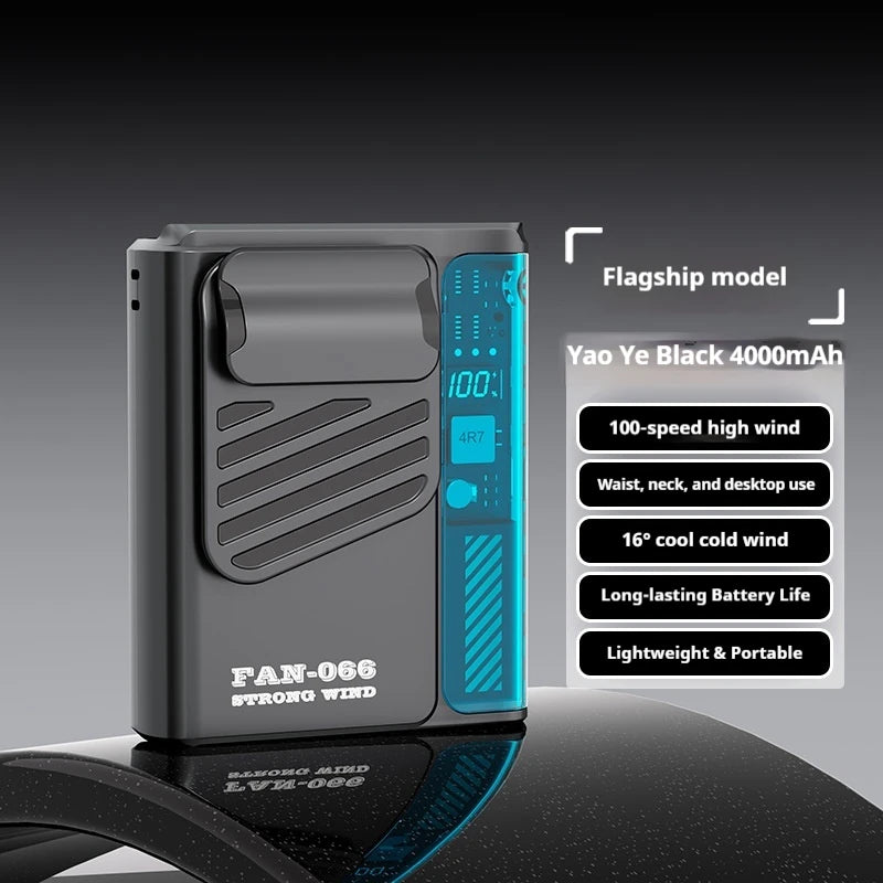 Outdoor Hanging Waist Fan 4000mAh USB Multi-functional Mini Cooling 5 Vue Black