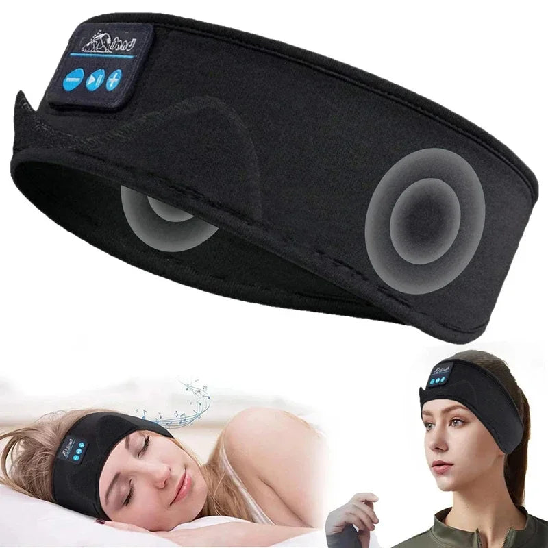 Wireless Bluetooth Headband and Sleep Eye Mask 2-in-1 Running Sports Elastic Sweat-proof for Listening to Music and Sleeping Vue