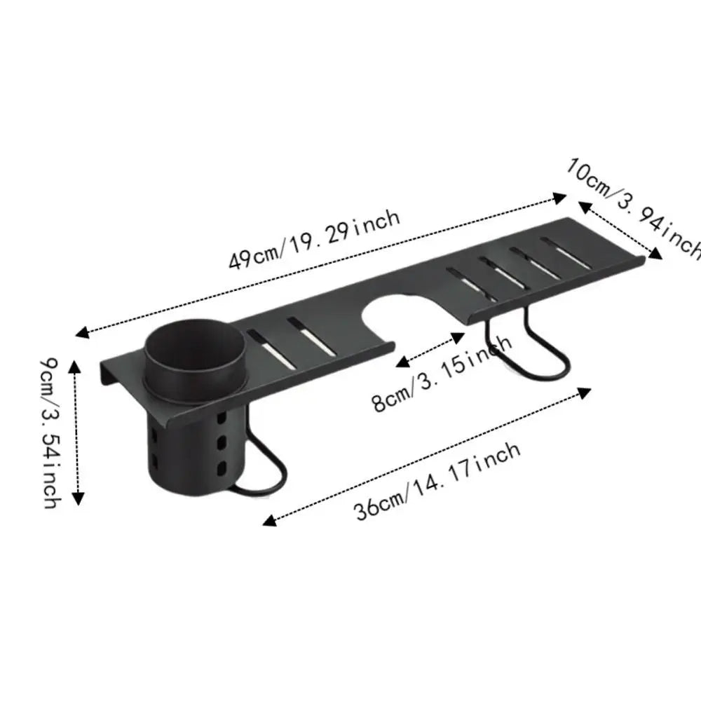 Carbon Steel Bathroom Storage Rack Hollow Out Water Drainage Vertical Faucet Storage Rack Large Capacity Space Saving Vue