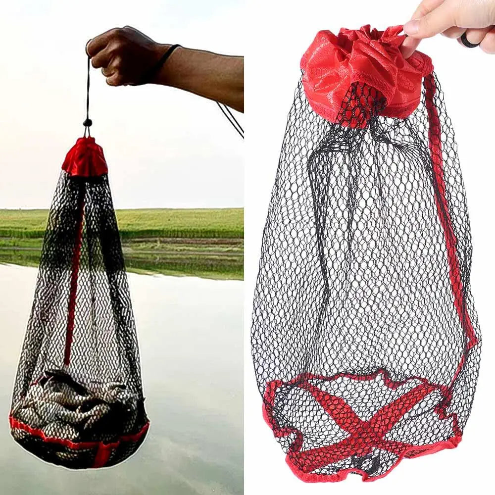 Drawstring Fishing Mesh Bag Fish Protection Fishing Basket Live Fish Net Pocket Thickening Bundle Mouth Fishing Net Cage Vue 0.5m