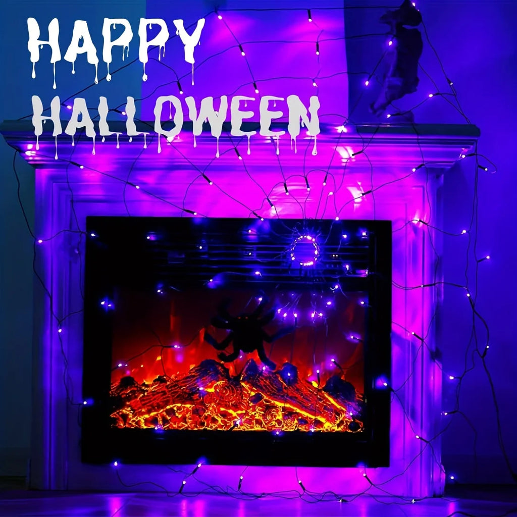 Halloween Haunted House Layout Spider Web LED Light Battery Operated Indoor Outdoor Wall Ghost Festival Home Party Decor Light Vue