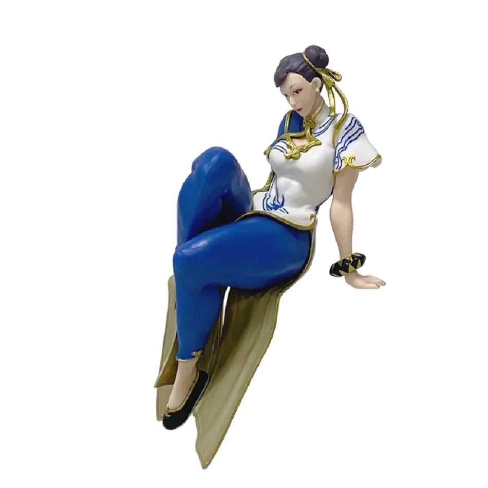 14cm Anime Game Street Fighter Figure Ryu Chun-Li Action Figure Sitting Posture Figurine Decor PVC Model Fans Collection Toys Vue