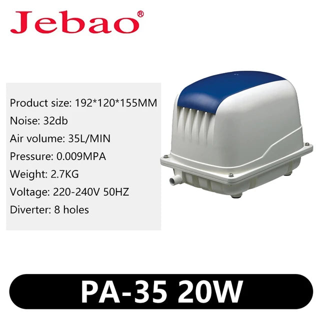 JEBAO High Power Silent Aquarium Oxygen Pump PA35 PA60 PA80 PA100 PA250 Air Compressor Aerator For Fish Pond Fish Tank Air Pumps Vue PA-35 UK Plug