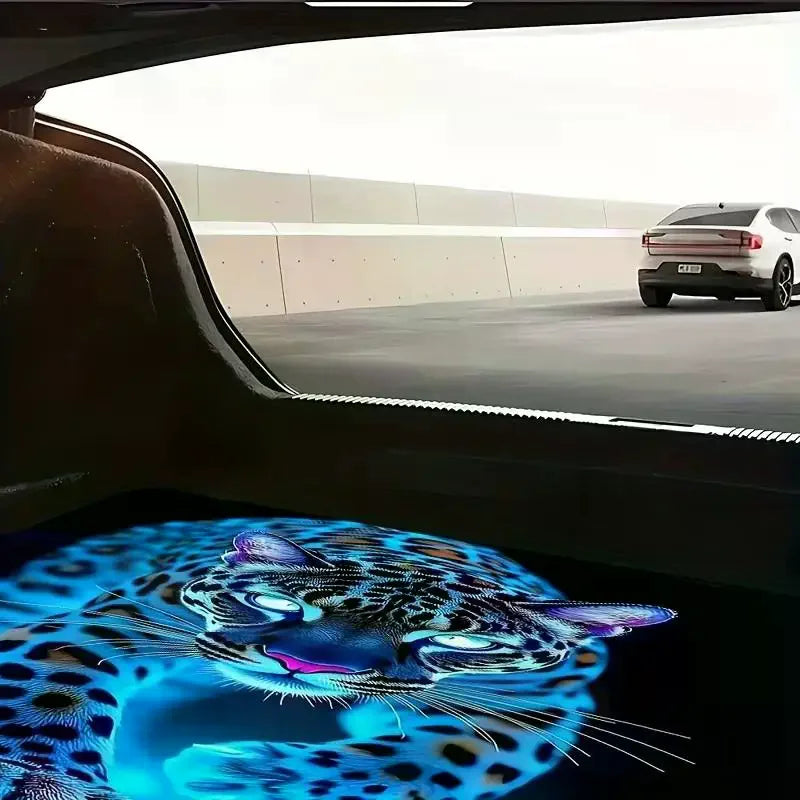 Blue Cheetah Print Car Trunk Mat Suitable All-weather Cargo Lining