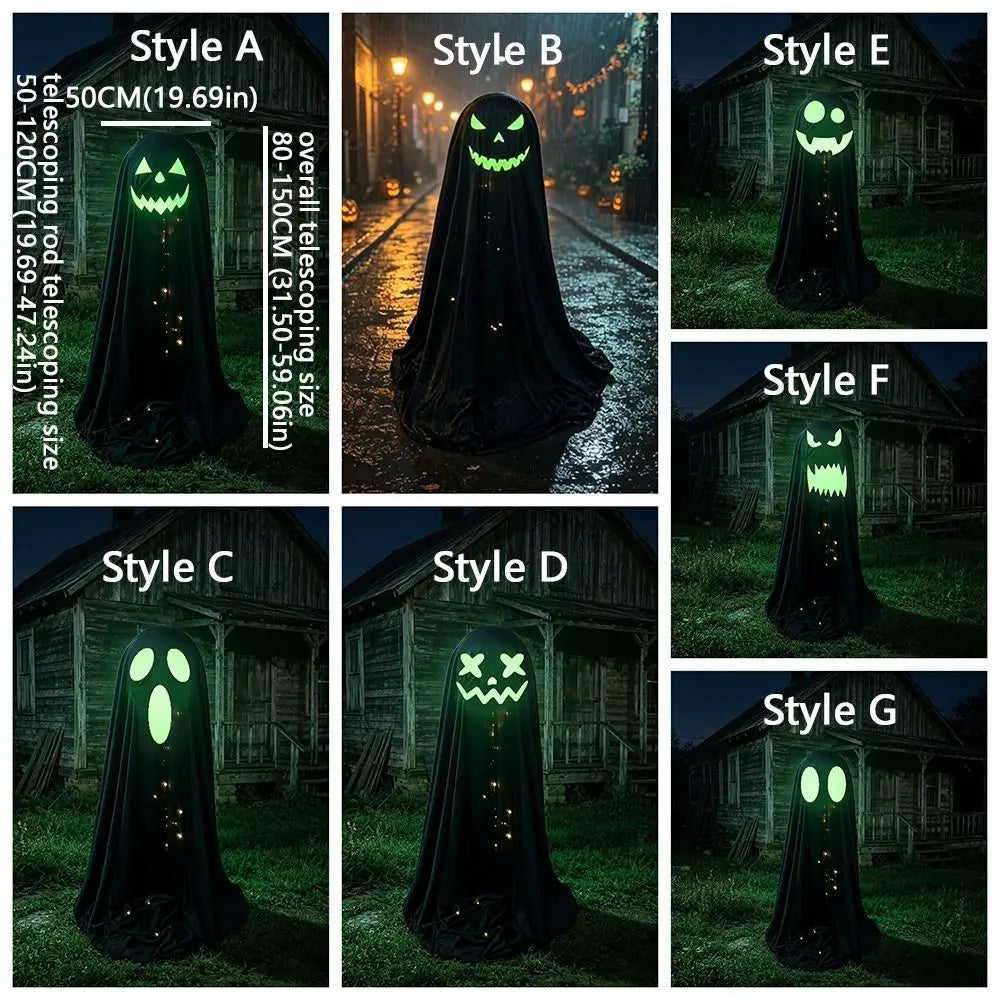 Luminous Halloween Standing Ghost Decor Adjustable Gothic Glowing Scary Ghost Figure ED Lights Soft LED Lights Vue