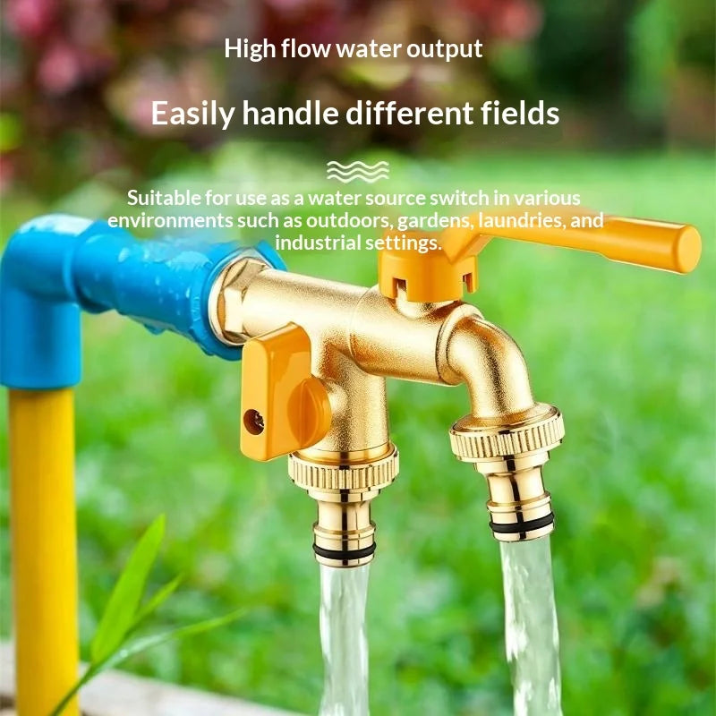 1 Set Courtyard Water Tap Thickened Antifreeze One In Two Out Faucet For Outdoor Garden Agriculture Washing Vue