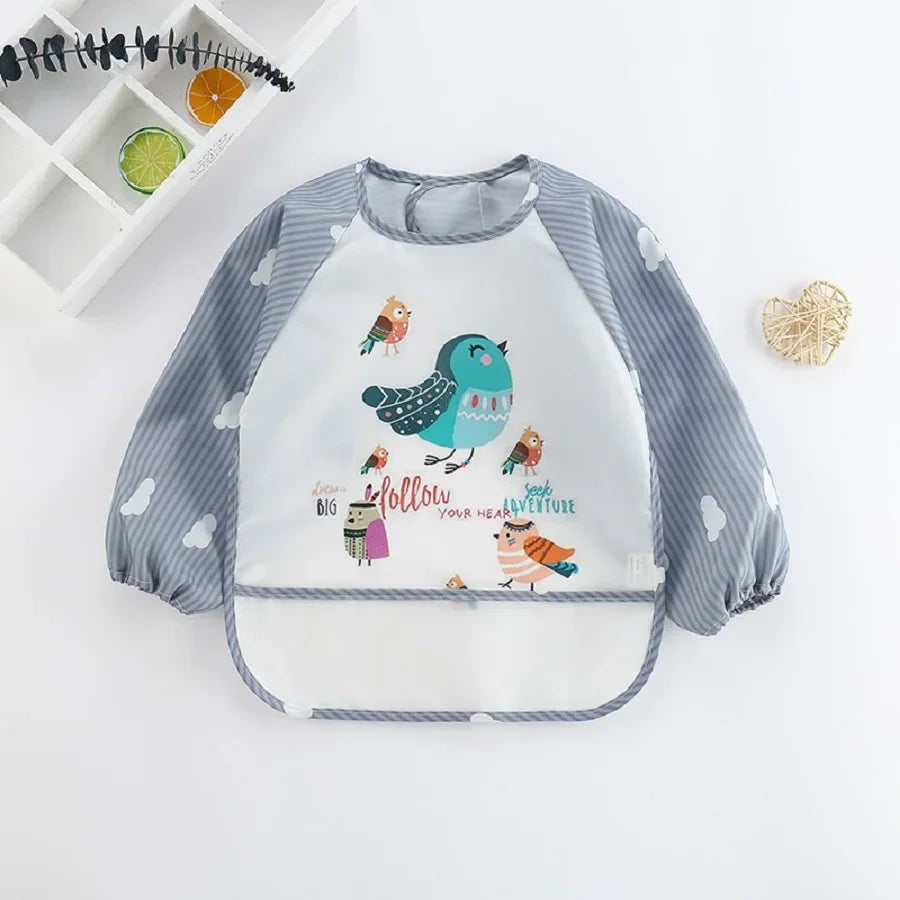 Baby Bib Burp Clothes Eating Smock Infant Toddler 1Pcs Baby Cartoon Long Sleeve Waterproof Art Apron Animal Smock Soft Vue