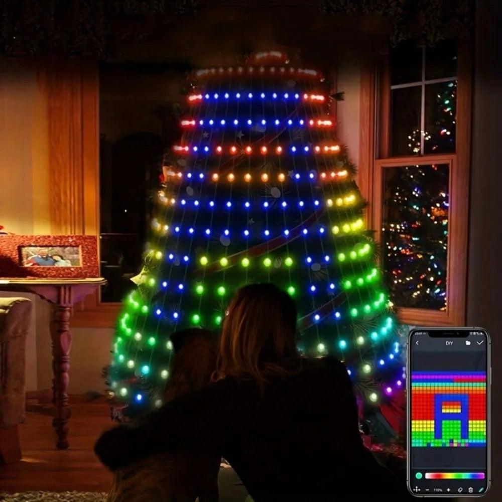 7ft Smart Christmas Tree Lights LED String Lights with Star Topper DIY Pattern Timer Music Sync APP Control for Xmas Tree Decor Vue