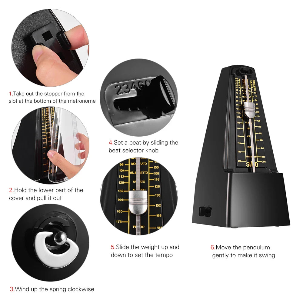 Standard Universal Mechanical Metronome ABS Material for Guitar Violin Piano Bass Drum Musical Instrument Practice Tool Vue