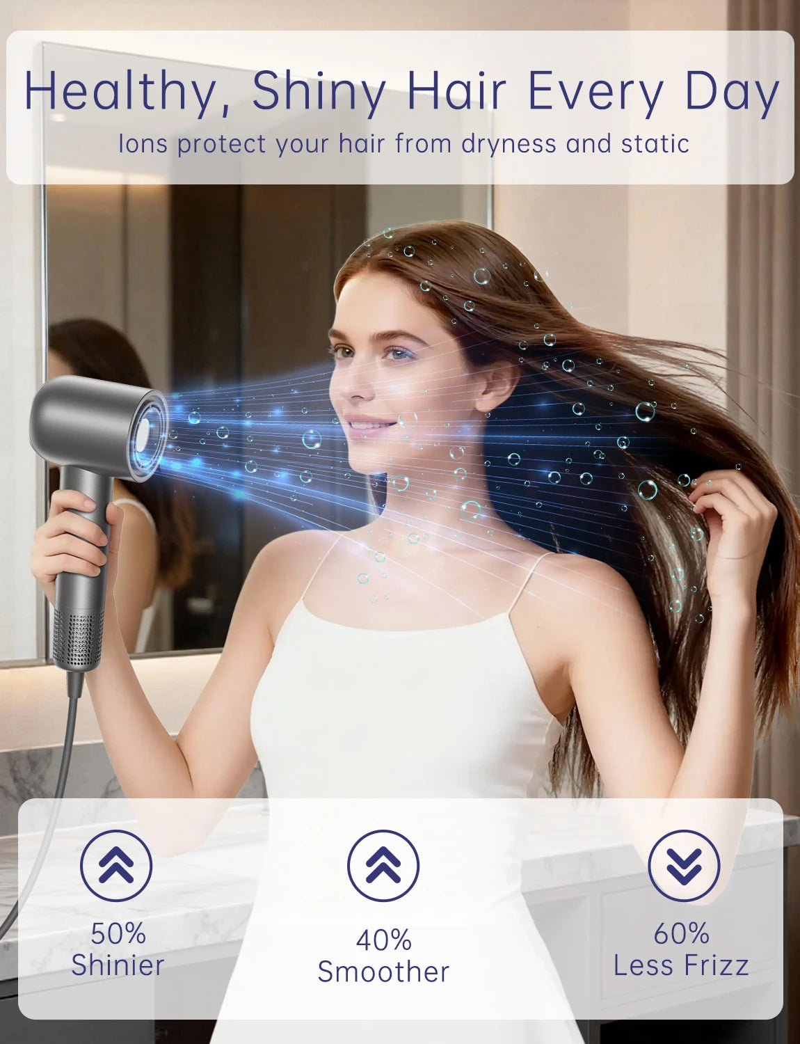 Ionic Hair Dryer 160,000 RPM Lightweight & Quiet with Diffuser Ionic Hair Dryer Vue