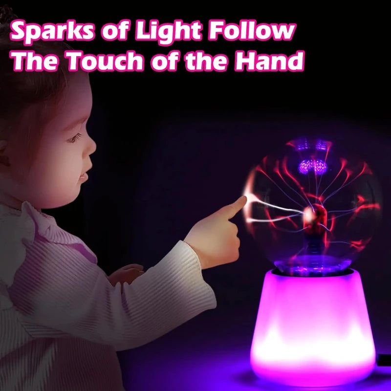 Plasma Ball Lamp Interactive Touch Lightning Globe 3 Inch Fun Lamp USB Powered 7 Color Changing Lights Mood Lighting Party Prop Vue