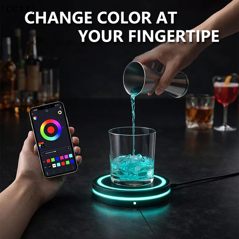 Smart Coaster Cocktail Maker Machine LED Lights Waterproof Design Vue