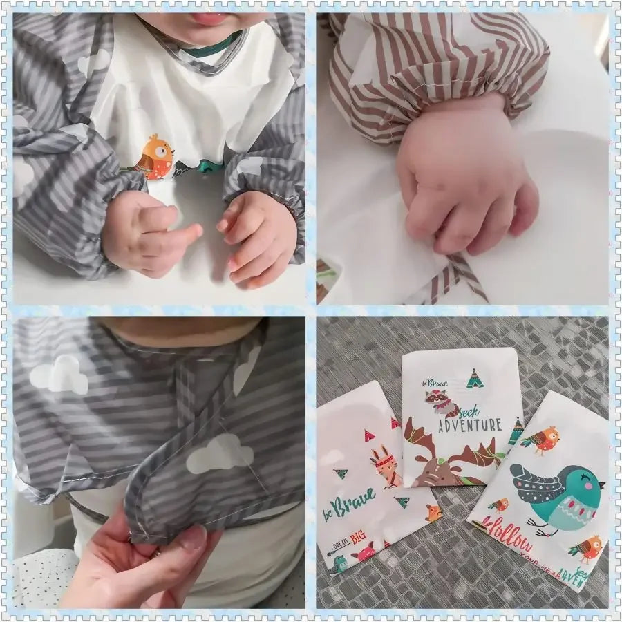 Baby Bib Burp Clothes Eating Smock Infant Toddler 1Pcs Baby Cartoon Long Sleeve Waterproof Art Apron Animal Smock Soft Vue