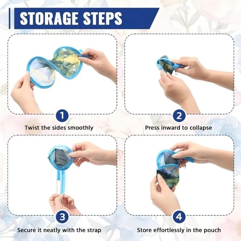 Fashion Summer Handheld Folding Fan Polyester Japanese Oil Painting