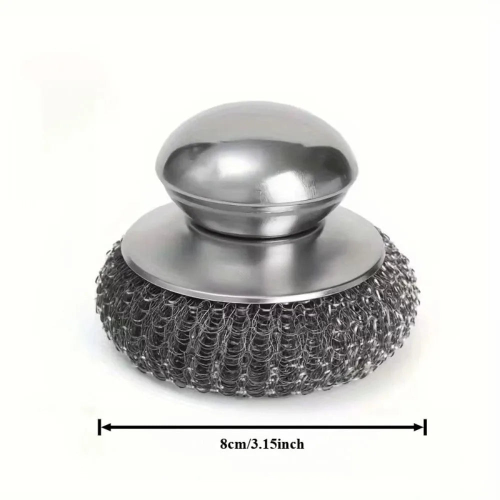 6Pcs Replaceable Brush Heads Stainless Steel Scrub Brushes Set Ergonomic Grip Durable Metal Scrubber Dirt Removal Rust Removal Vue