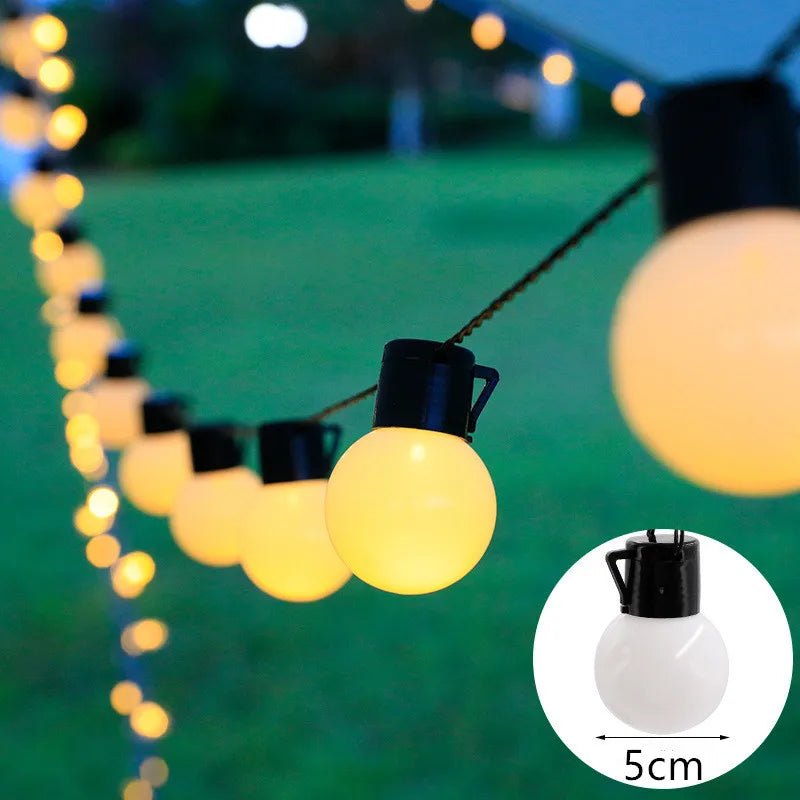 Solar Highlight Powered White Ball Bulb String Lights Shatterproof Garden Light Holiday Decoration Waterproof LED Lights Vue Warm White 5m 20 leds