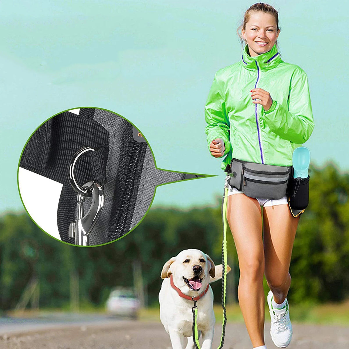 Dog Walking Fanny Pack – Treat Pouch & Poop Bag Dispenser Dog Training Bag Vue