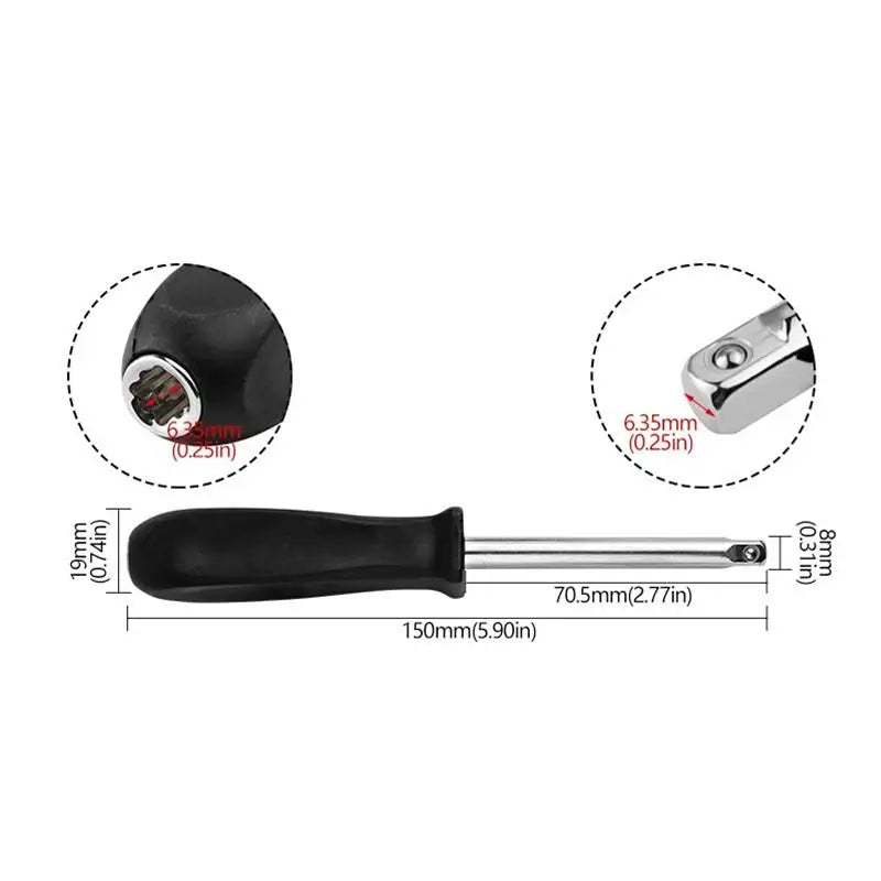 150 MM Spanner 1/4-Inch Female Square Drive Handle Socket Wrench For Small Flying Ratchet Wrenches Slide Rod AD Connectors Vue
