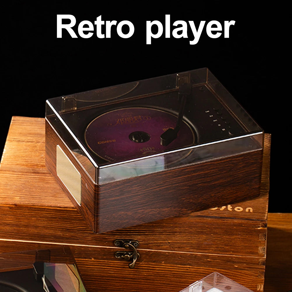 Portable Vintage CD Player Bluetooth5.0 Music Speaker 2000mAh Rechargeable 10M Remote Control CD/USB/AUX Home Decor Party Player Vue