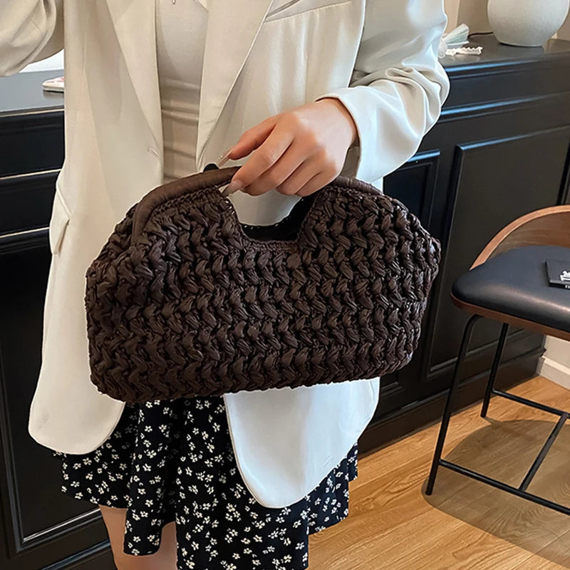 Summer Beach Bag Women Clutch Luxury Designer Straw Bags Tote Handbag