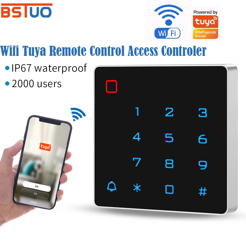 Support Tuya APP Door Access Control System Kit 2.4G Wifi Remote Control Waterproof Smart Door Lock Standalone Keypad RFID Card Vue