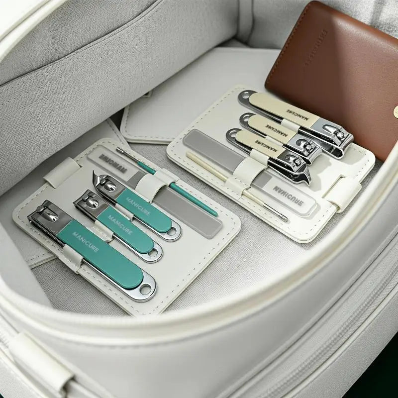Portable Manicure Pedicure Tool Kit Nail Clipper File Ear Pick Multifunctional Nail Care Storage Set Vue