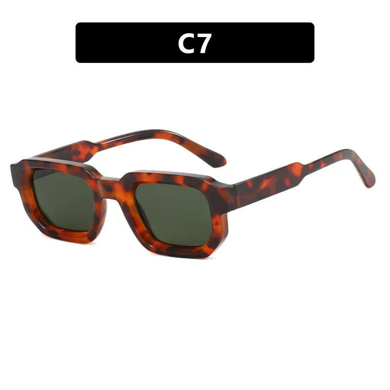 Vintage Rectangle Sunglasses Unisex UV400 Retro Fashion Eyewear Fashion Sunglasses Vue leoprd green