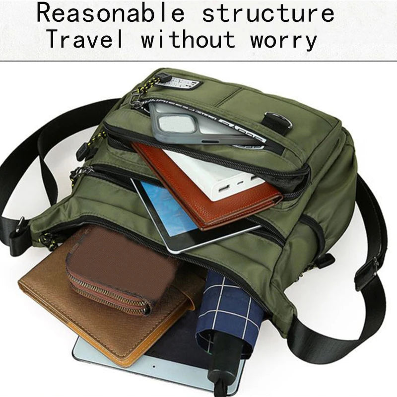 Men's Cross-body Bag Multi-layered Pockets Adjustable Shoulder Strap
