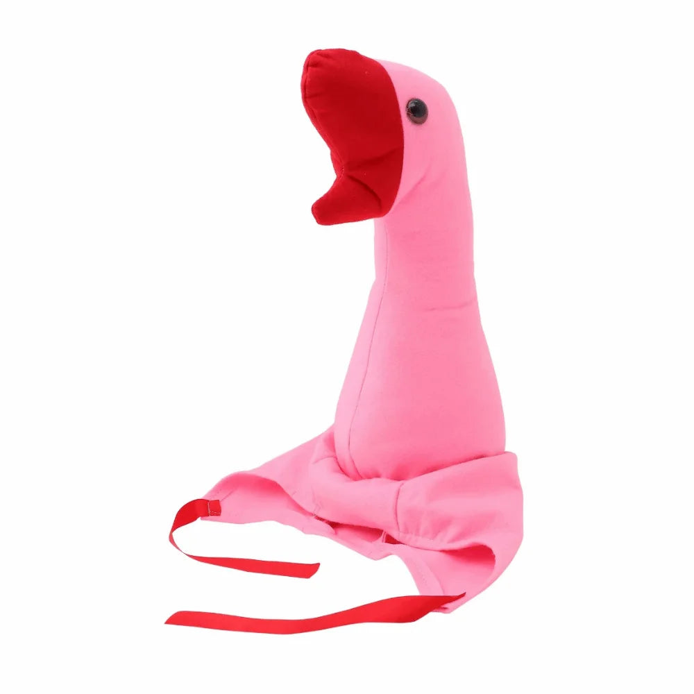 Creative Big Goose Headgear White/Pink Plush Halloween Party Hat Fluffy Unique Cartoon Goose Hat Halloween Apparels Vue Pink 1