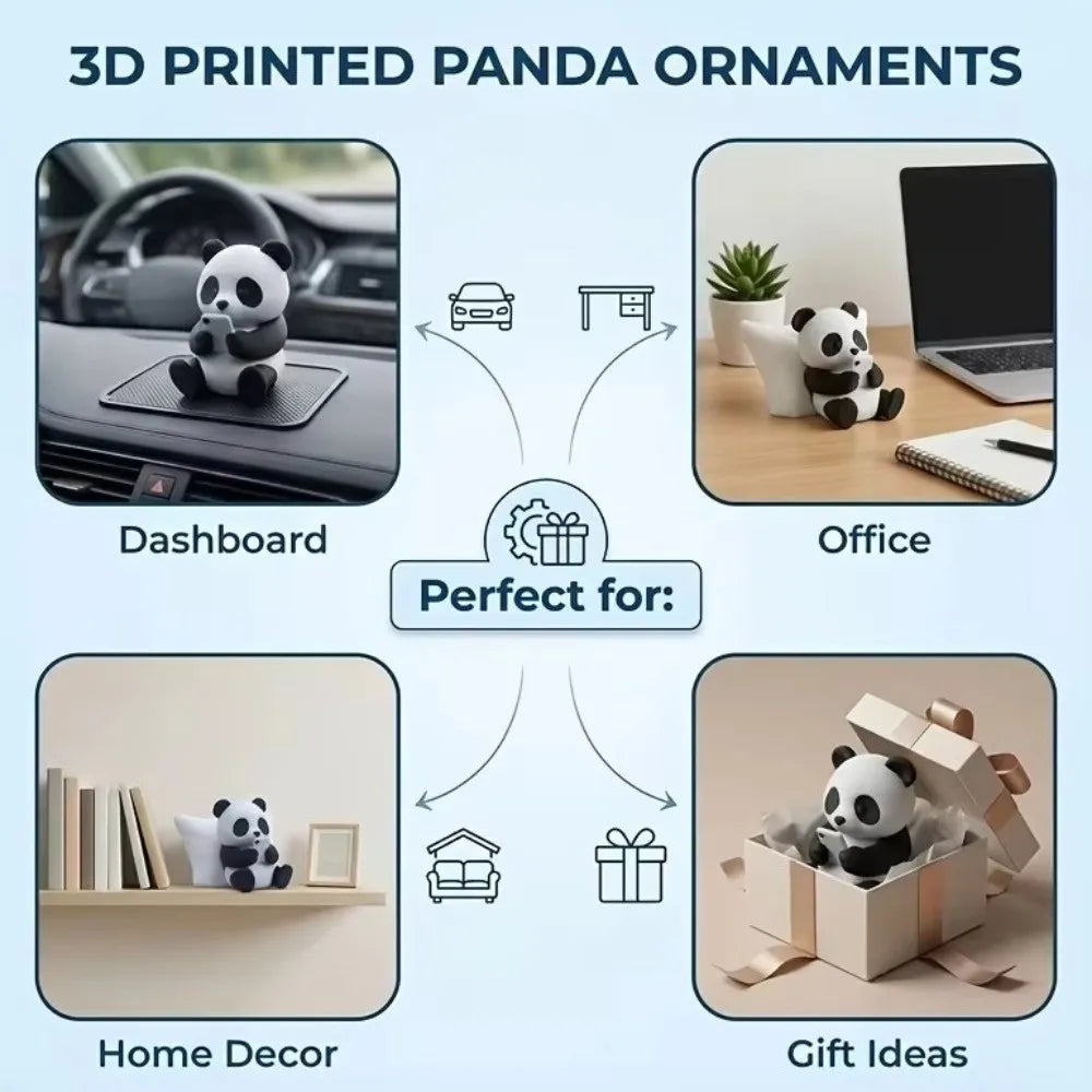 Funny 3D Printed Panda Sculpture Ornament Simulated Plastic Animal Model Creative Lazy Panda Figurine Desktop Office Vue