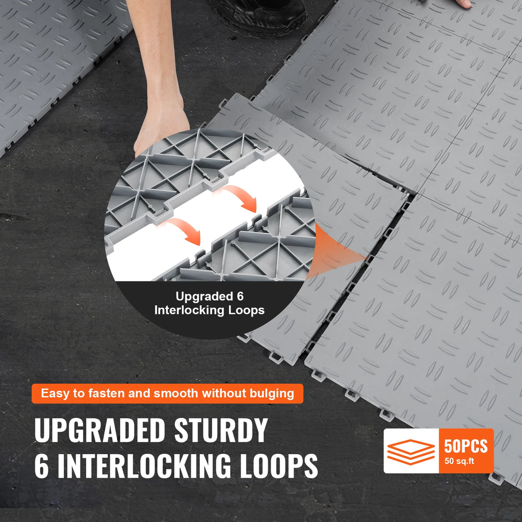 Interlocking Garage Floor Tiles 12x12 in, 50-Pack Non-Slip PP Interlocking Floor Tiles Vue