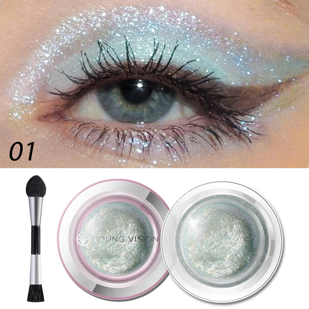 1pcs highlighter liquid eye shadow, waterproof, non-greasy, long-lasting highlight & smoky eye shadow with makeup brush, Vue 19902-01
