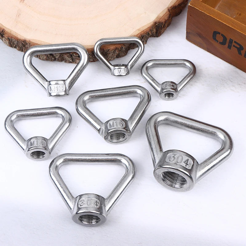 M8 M10 M12 M14 M16 M20 M24 304 Stainless Steel Triangle Lifting Eye Nut Trapezoid Thread Rings Fit For Handle Bolts Vue