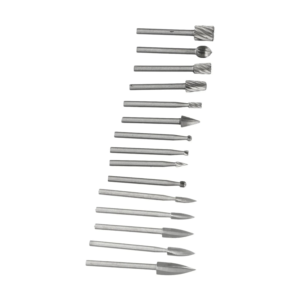 15-Pc HSS Wood Carving Engraving Burr Bit Set – 1/8" Shank Rotary Carving Bit Set Vue
