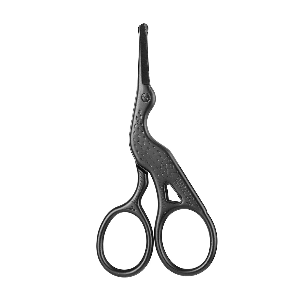 Round Head Nose Hair Scissors Stainless Steel Stork Type Beauty Scissors For Eyebrows Nose Hair Beard Ear Hair Eyebrow Scissors Vue black