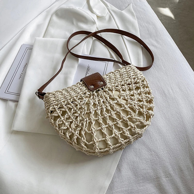 Fashion Straw Shoulder Messenger Bags Women's Hollow Designer Luxury
