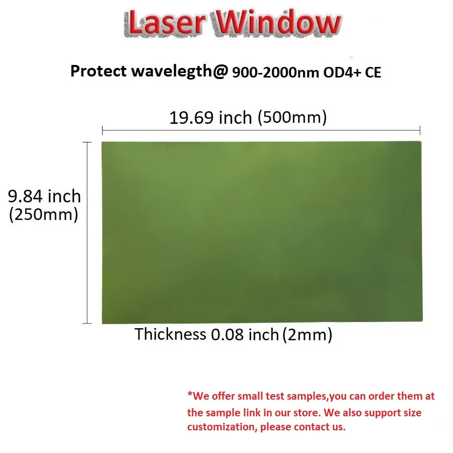 Laser Safety Windows Protective Shield 532 nm 1064 nm UV IR laser safety viewing filter cutting welding engraving window Vue 2552 (900-2000nm)
