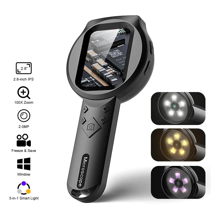 2.8" IPS HD Digital Microscope 100X Portable Magnifier & LED Digital Microscope Vue