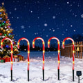 Solar Powered Star-Tipped Candy Cane LED Stake Lights Waterproof Outdoor Christmas Pathway Yard Garden Driveway Decoration Vue Style D 1set5pcs