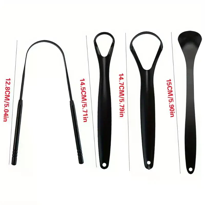 Premium 1pcs/4pcs Metal Tongue Scraper Cleaner For Adults & Kids Portable Stainless Steel Tongue Scrapers Brushes For Removing Vue