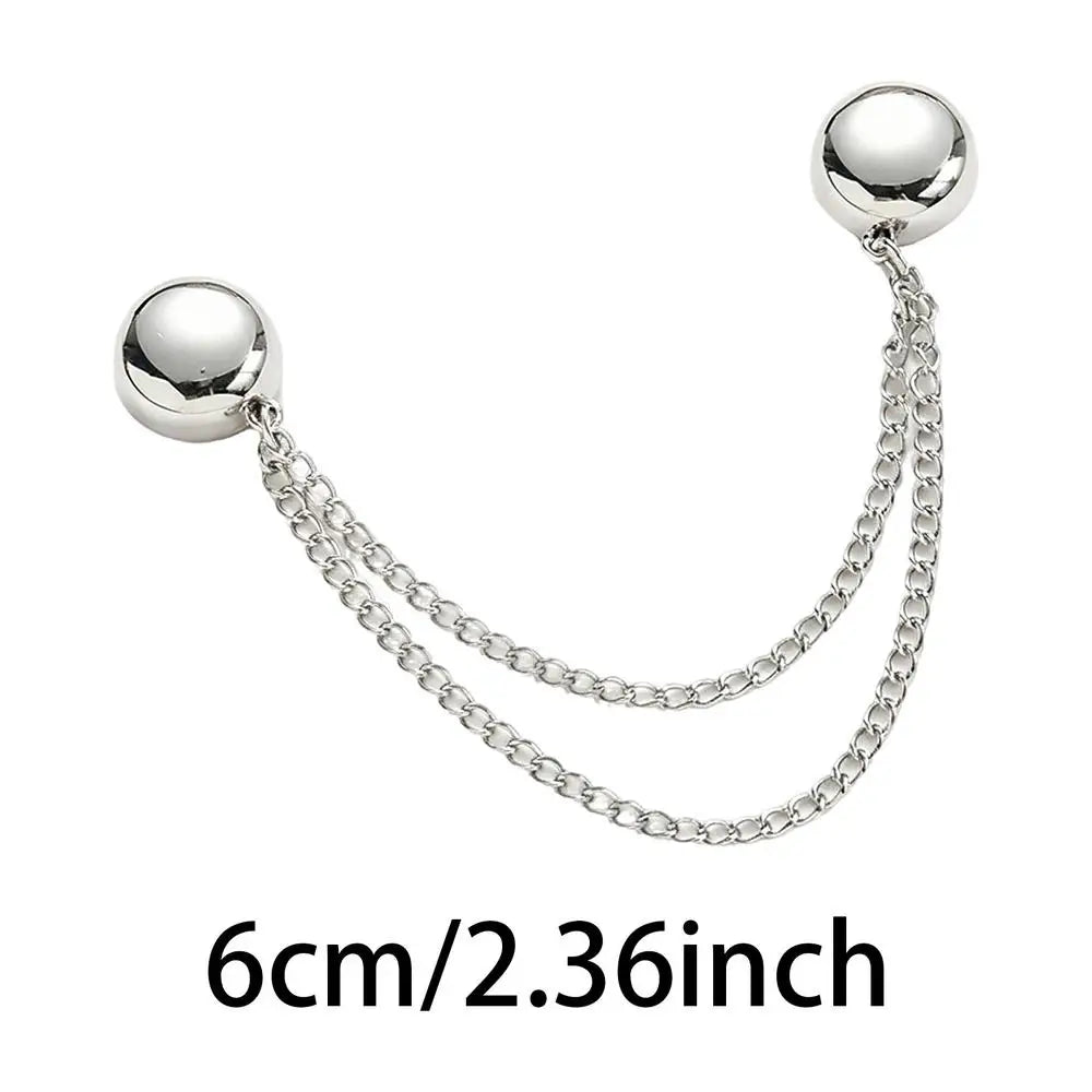 6cm Magnetic Shirt Clips w/Chain, Multi-Function Anti-Wrinkle Clothing Fasteners, Adjustable Magnetic Clasps for Blouses Sleeves Vue A